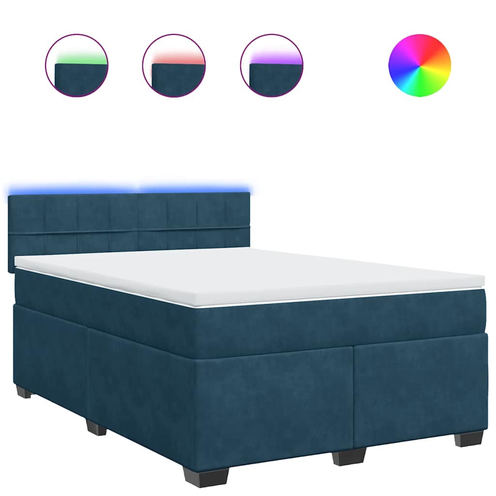 vidaXL Cama com Molas/colchão 160x200 cm Veludo Azul - 2622116986