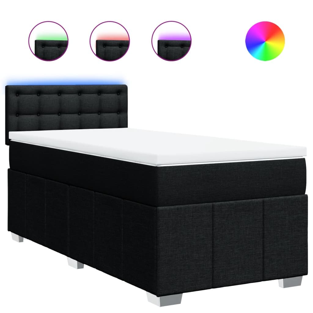 vidaXL Cama com molas/colchão 80x200 cm tecido preto