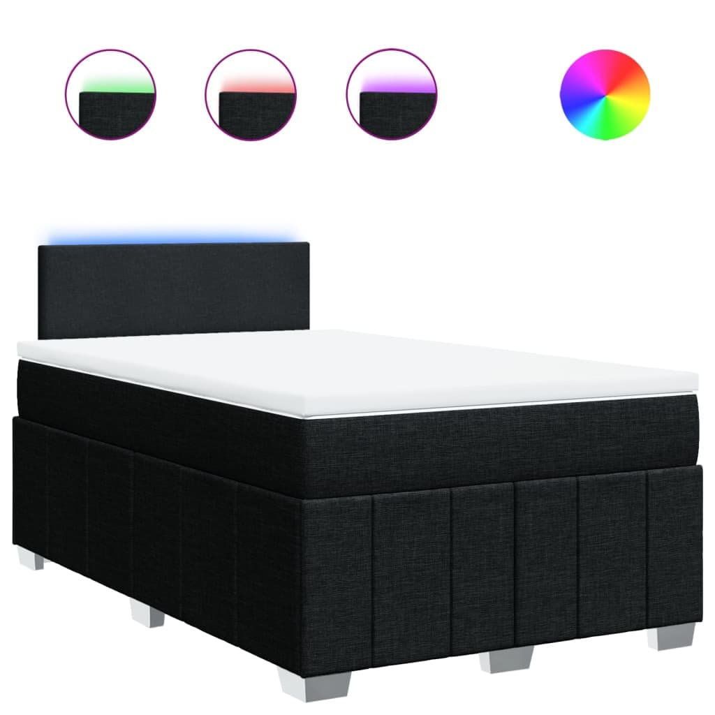 vidaXL Cama com Molas/colchão 120x200 cm Tecido Preto - 2059198016