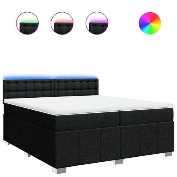 vidaXL Cama com Molas/colchão 200x200 cm Tecido Preto - 4061860057