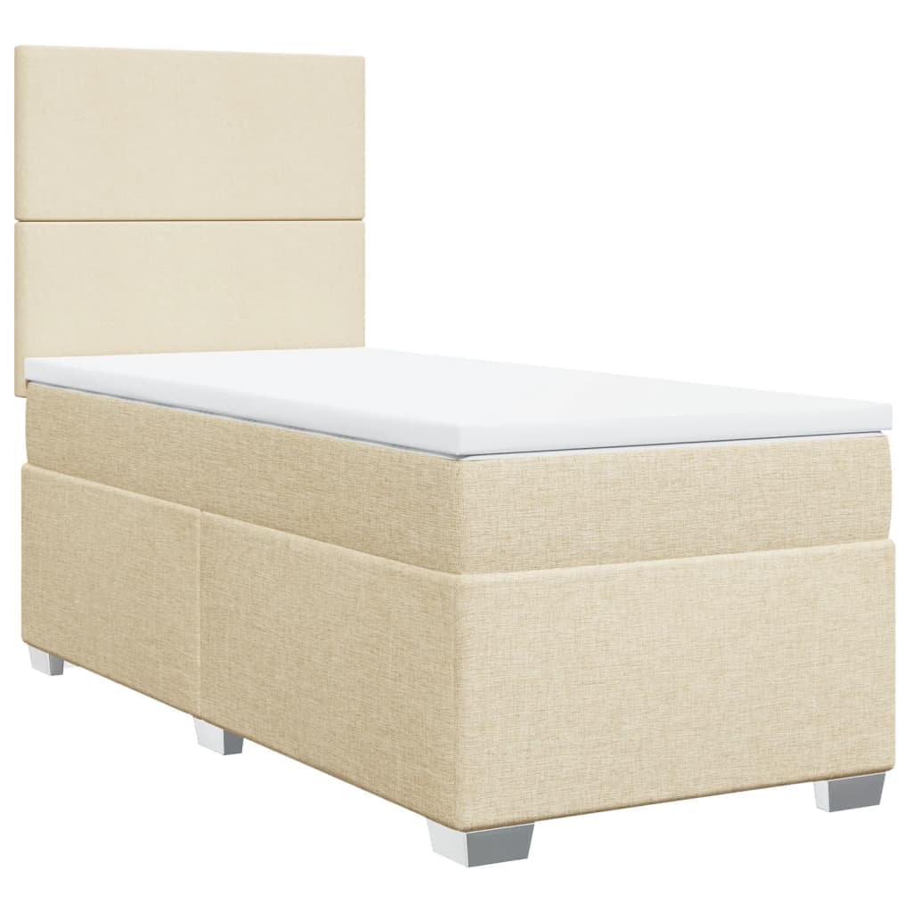 vidaXL Cama com molas/colchão 80x200 cm tecido cor crème