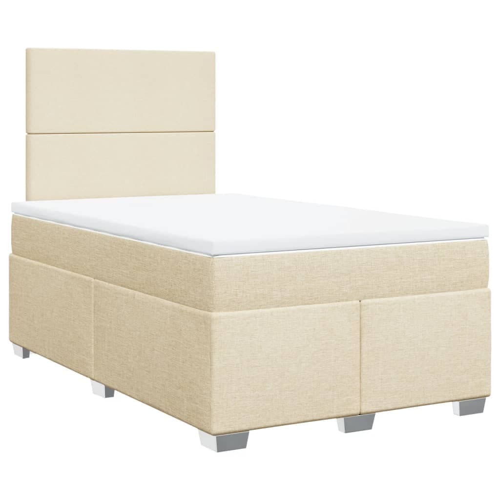 vidaXL Cama Boxspring com Colchão 120x190 cm Tecido Cor Creme - 1458203441