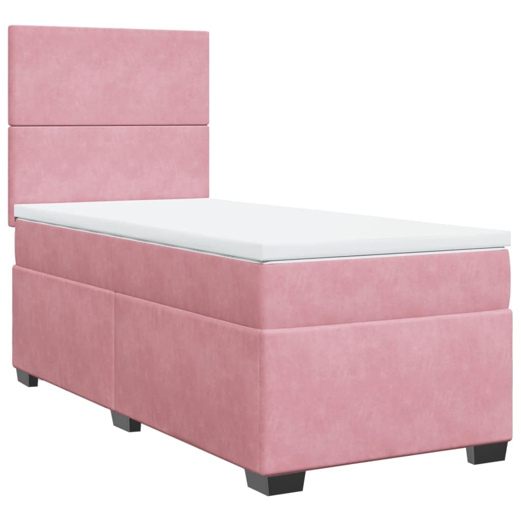 vidaXL Cama com molas/colchão 90x190 cm veludo rosa