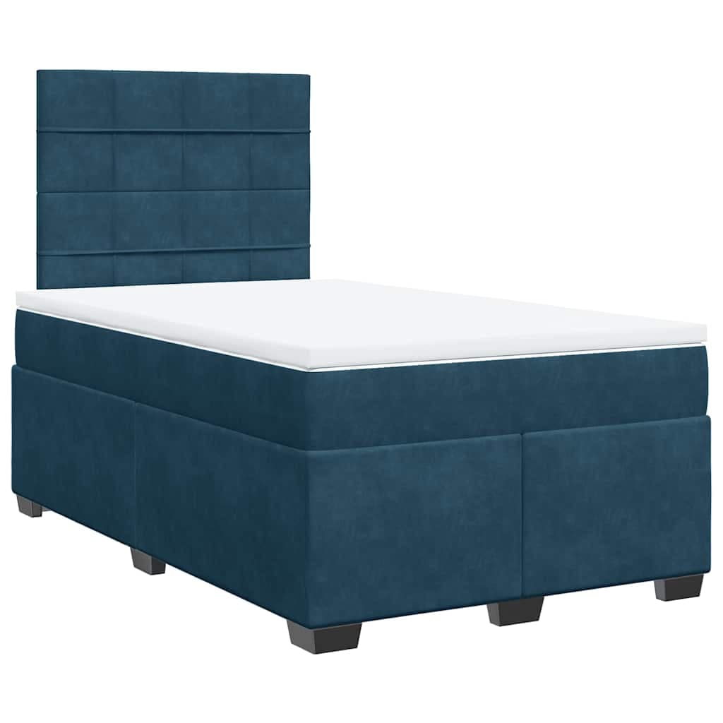 vidaXL Cama boxspring com colchão 120x200 cm veludo azul