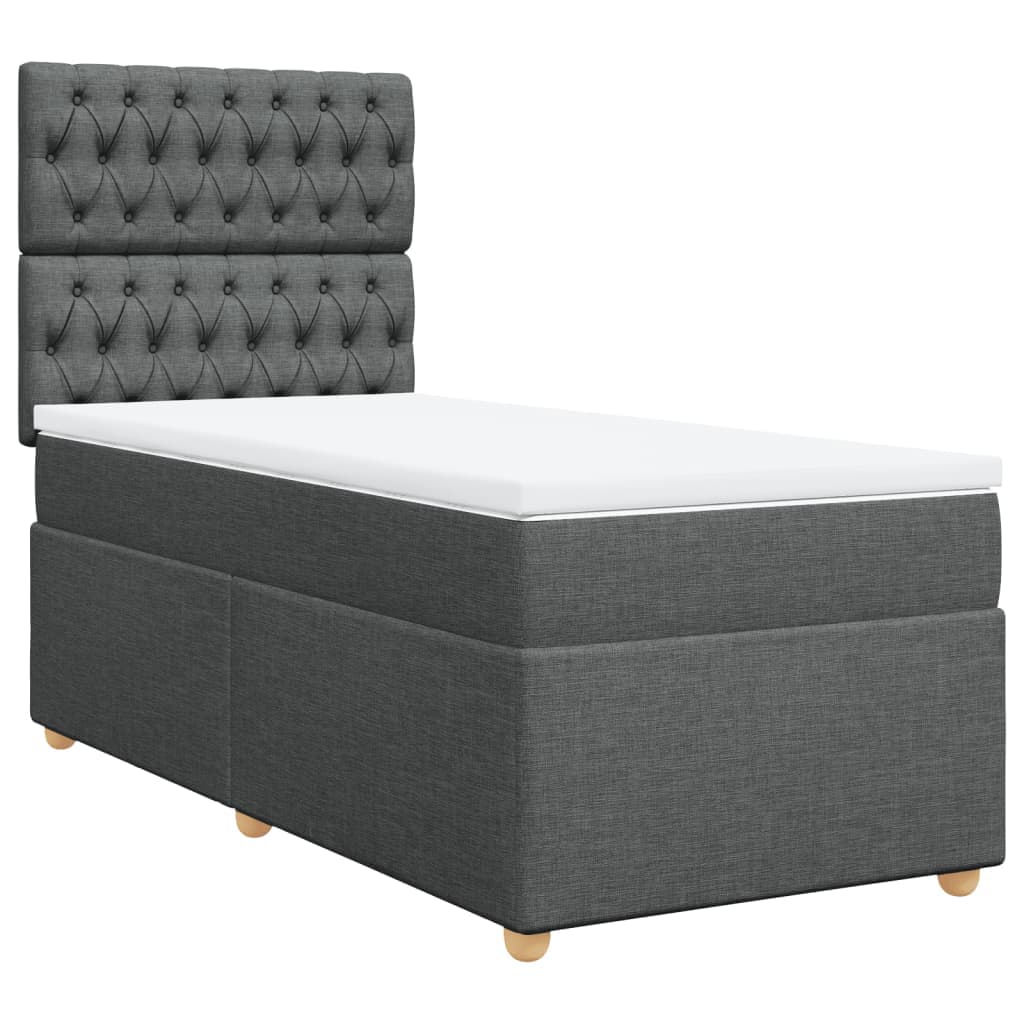 vidaXL Cama com molas/colchão 90x200 cm tecido cinzento-escuro