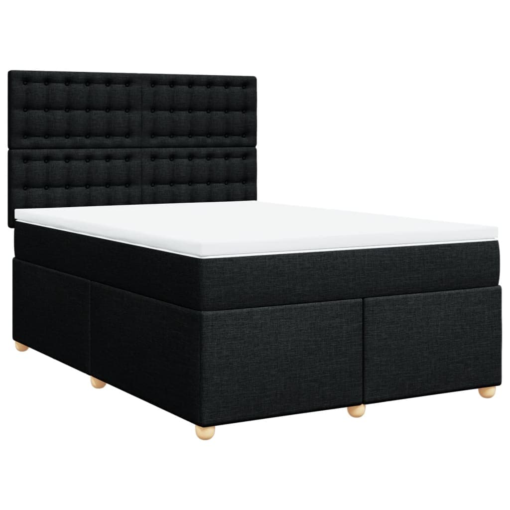 vidaXL Cama com Molas/colchão 140x200 cm Tecido Preto - 3380741433