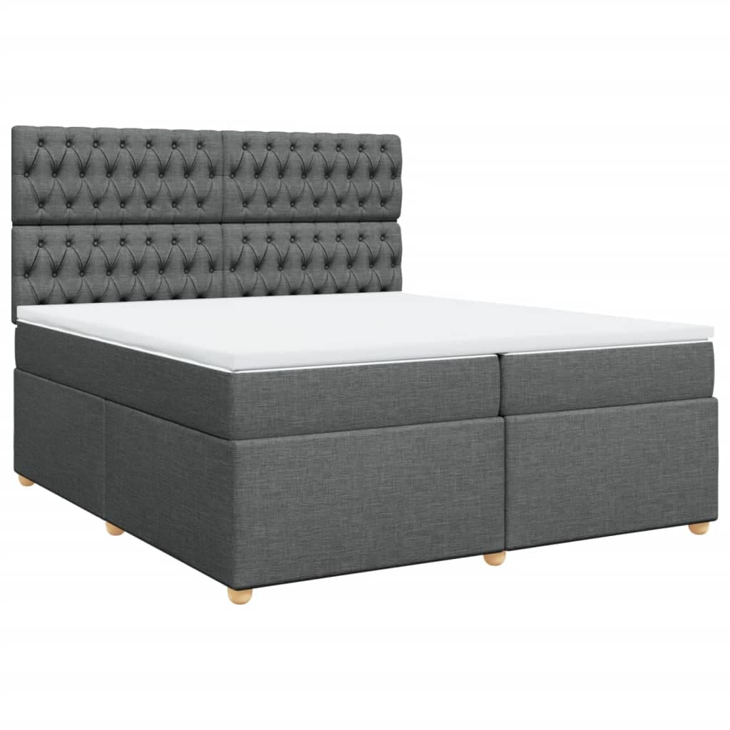 vidaXL Cama com Molas/colchão 200x200 cm Tecido Cinzento-escuro - 149799706