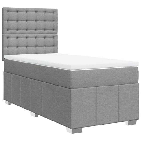 vidaXL Cama com Molas/colchão 90x200 cm Tecido Cinza-claro - 2348327783
