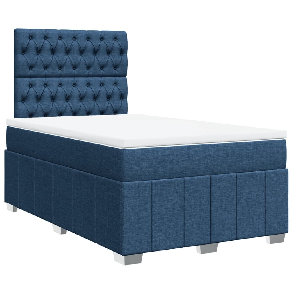 vidaXL Cama com molas/colchão 120x200 cm tecido azul
