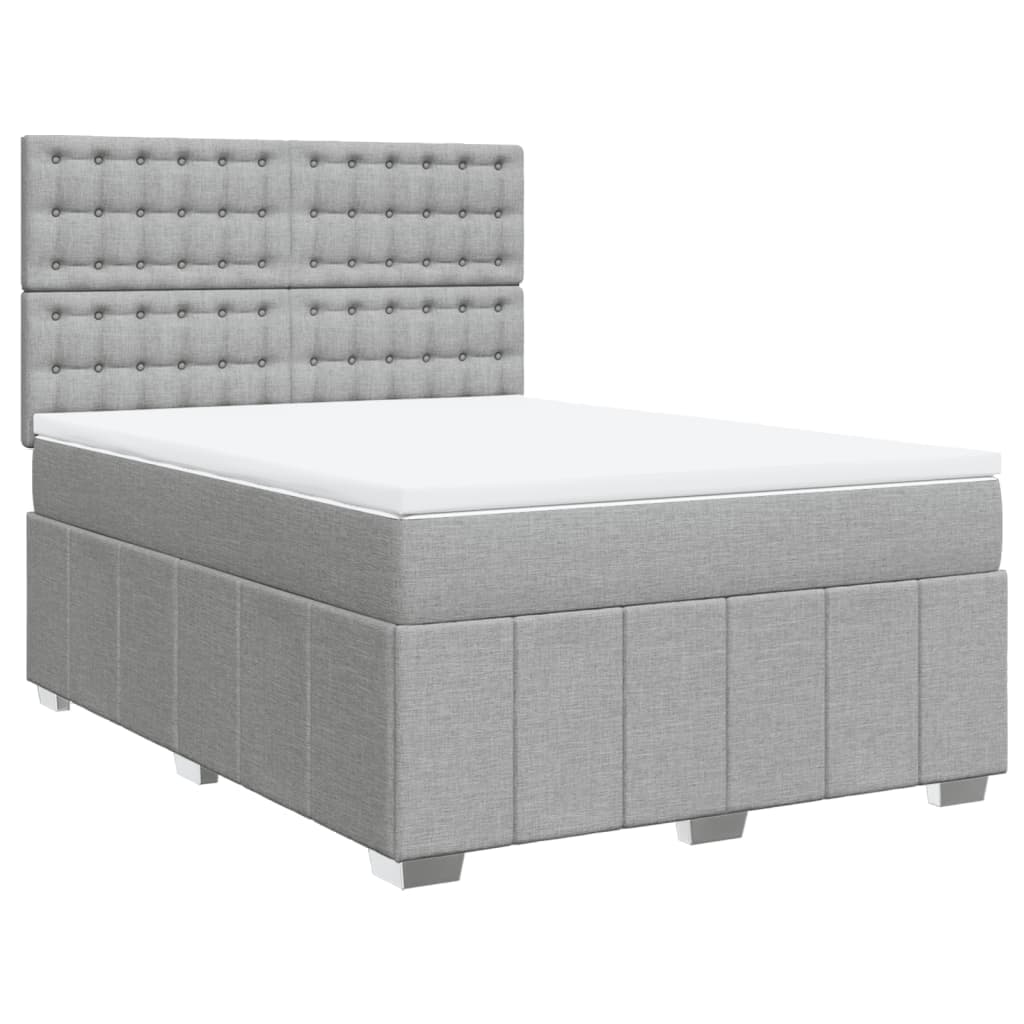 vidaXL Cama com molas/colchão 160x200 cm tecido cinzento-claro