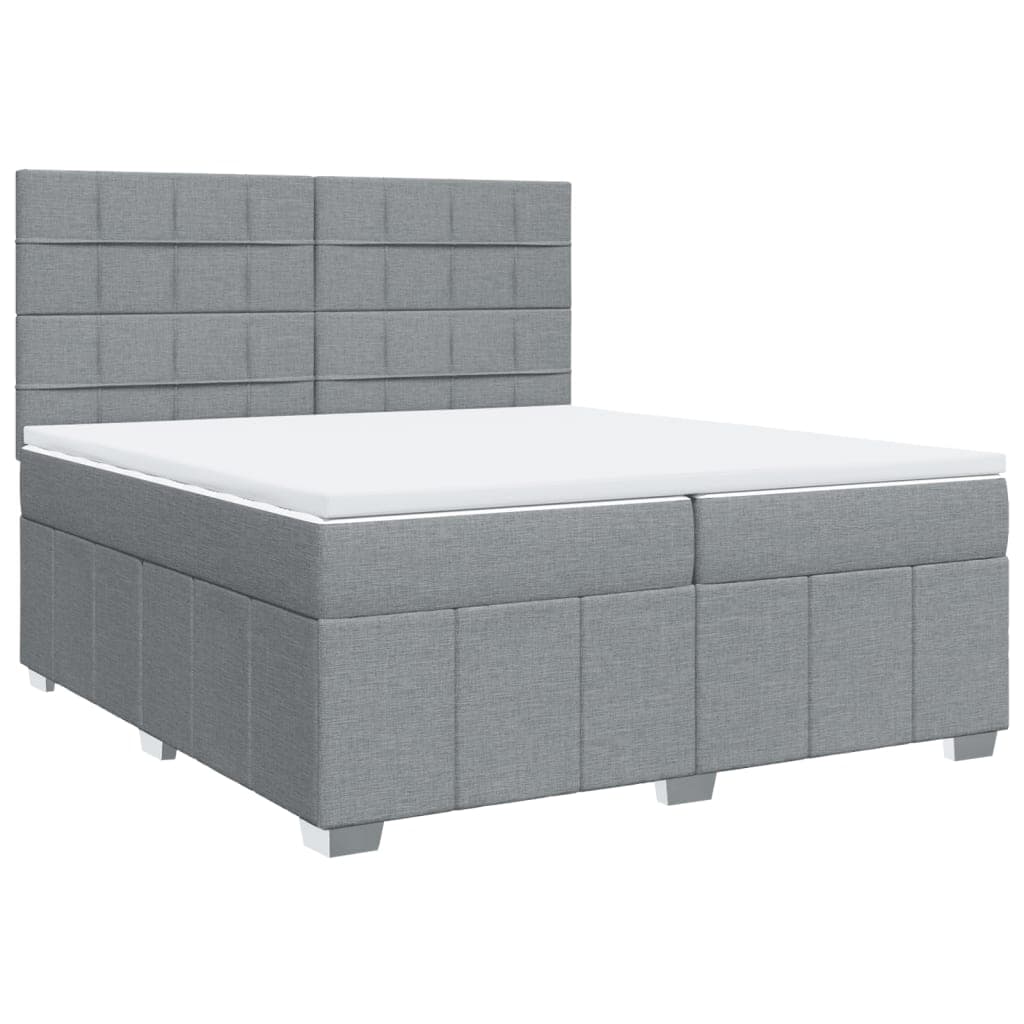 vidaXL Cama com molas/colchão 200x200 cm tecido cinza-claro