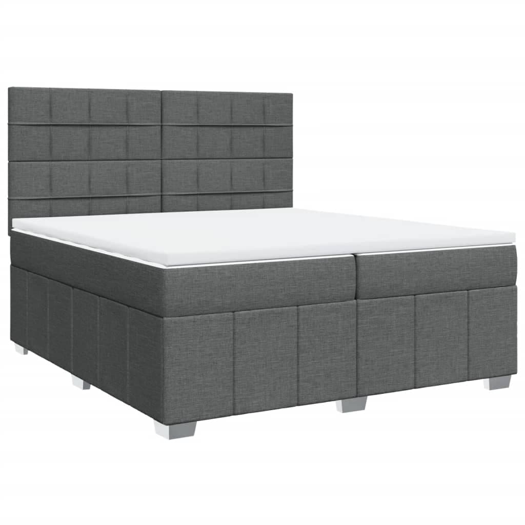 vidaXL Cama com molas/colchão 200x200 cm tecido cinzento-escuro