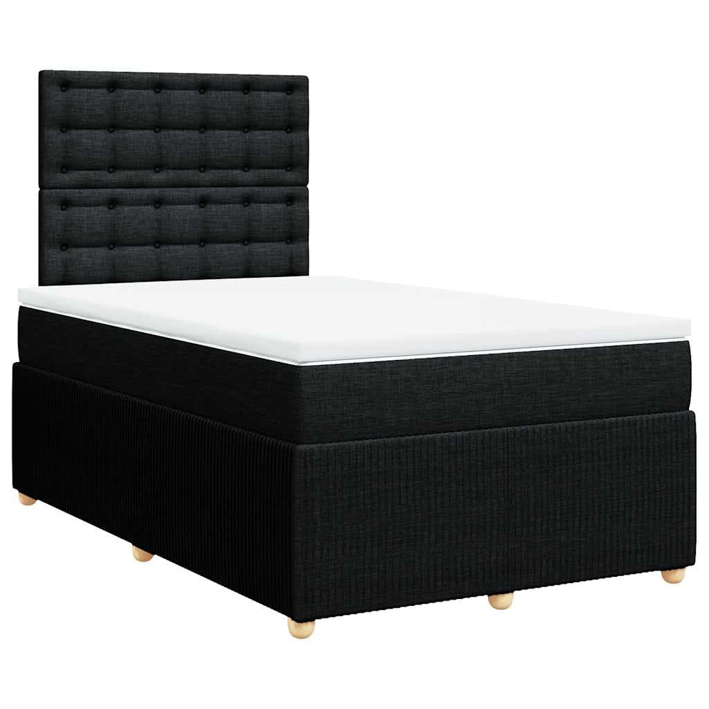 vidaXL Cama boxspring com colchão 120x190 cm tecido preto