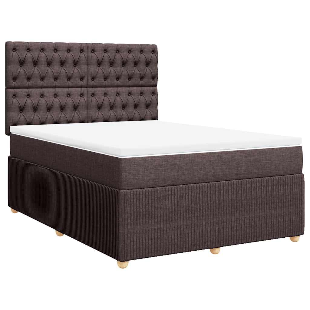 vidaXL Cama com molas/colchão 140x200 cm tecido castanho-escuro