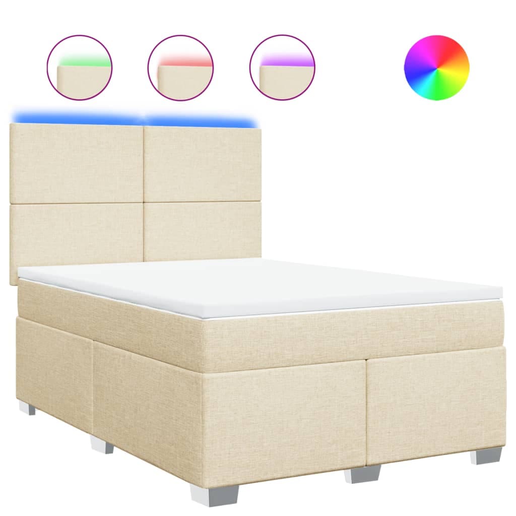 vidaXL Cama com Molas/colchão 140x200 cm Tecido Cor Creme - 3464066167