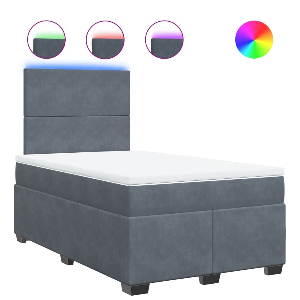 vidaXL Cama boxspring com colchão 120x190 cm veludo cinzento-escuro