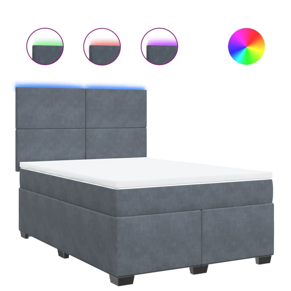 vidaXL Cama com molas/colchão 140x200 cm veludo cinzento-escuro