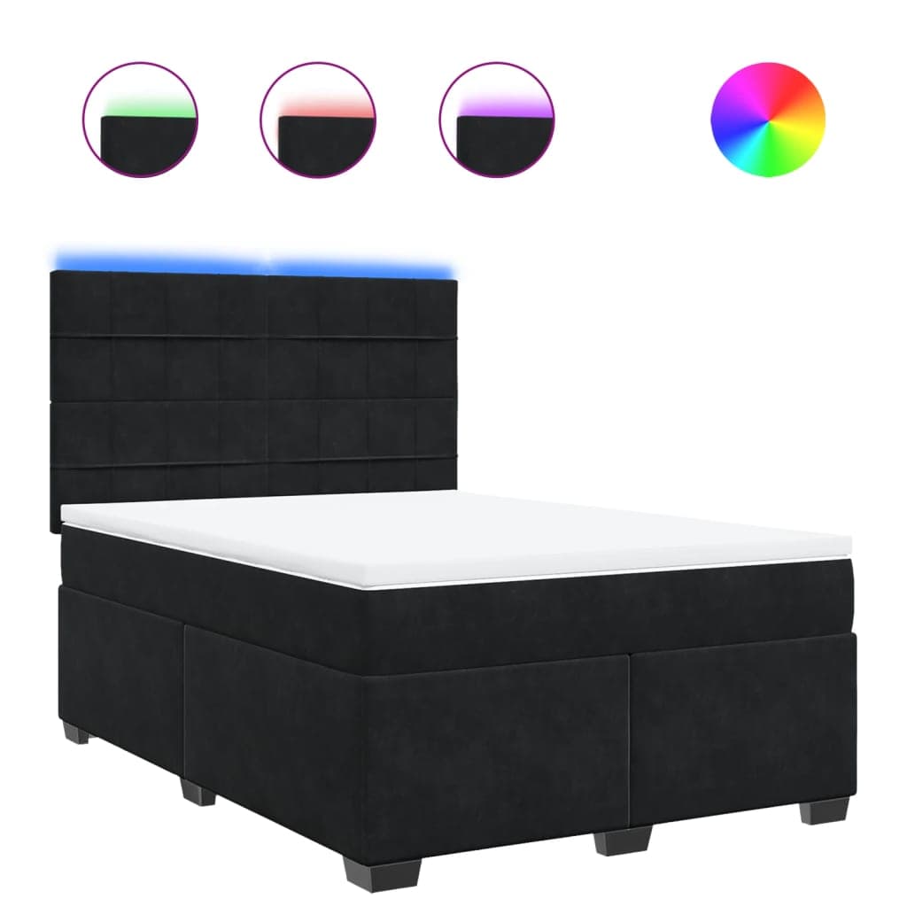vidaXL Cama com molas/colchão 160x200 cm veludo preto