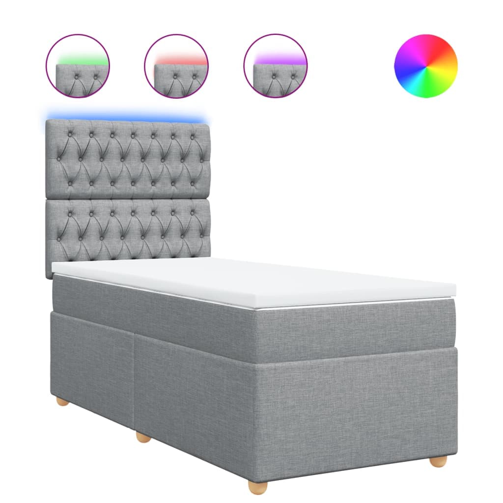 vidaXL Cama com molas/colchão 90x200 cm tecido cinza-claro