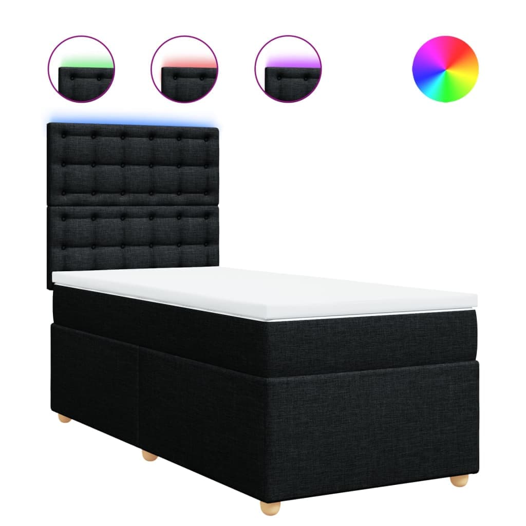 vidaXL Cama com molas/colchão 100x200 cm tecido preto