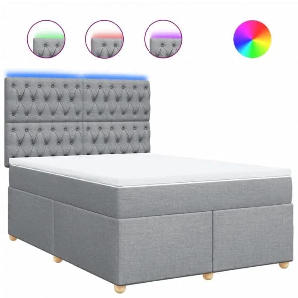 vidaXL Cama com Molas/colchão 140x190 cm Tecido Cinzento-claro - 555144129