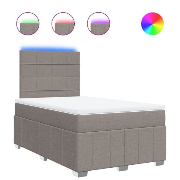 vidaXL Cama Boxspring com Colchão 120x190cm Tecido Castanho-acinzentado - 1623703638