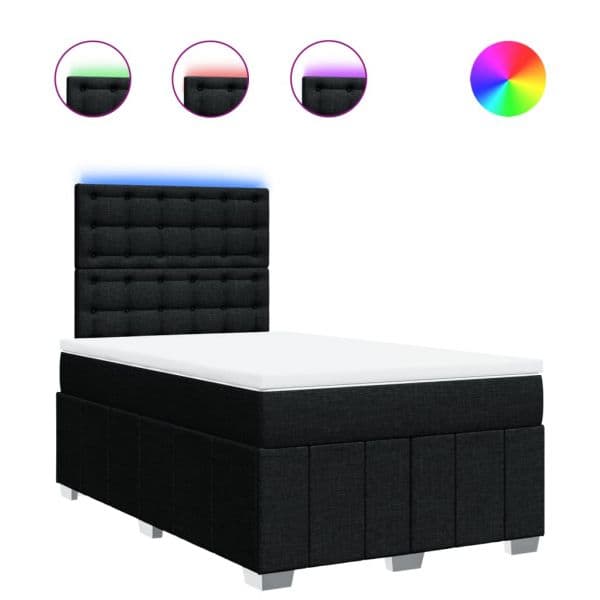 vidaXL Cama com Molas/colchão 120x200 cm Tecido Preto - 78316882