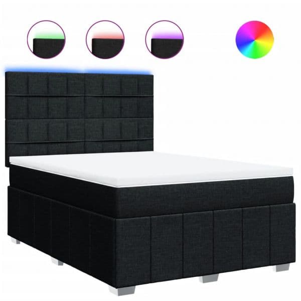 vidaXL Cama com Molas/colchão 140x190 cm Tecido Preto - 686527112