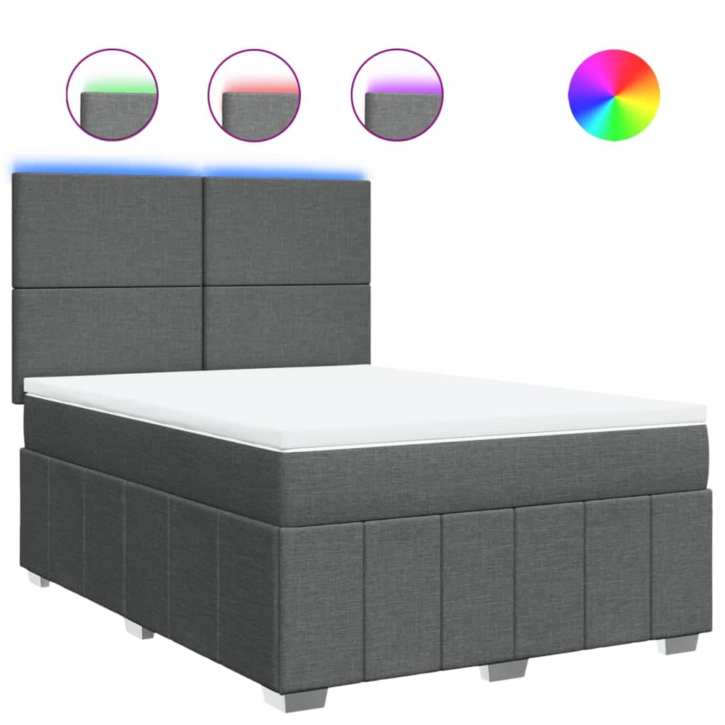 vidaXL Cama com molas/colchão 160x200 cm tecido cinzento-escuro