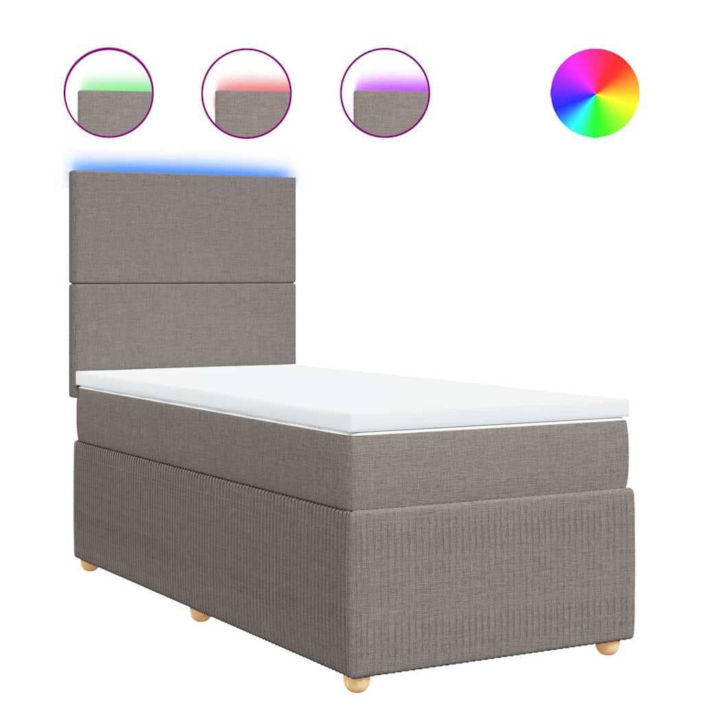 vidaXL Cama com molas/colchão 80x200 cm tecido castanho-acinzentado