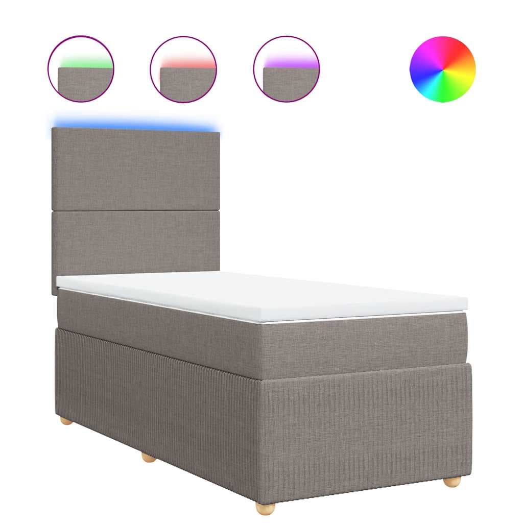 vidaXL Cama com Molas/colchão 90x190 cm Tecido Castanho-acinzentado - 2441256683