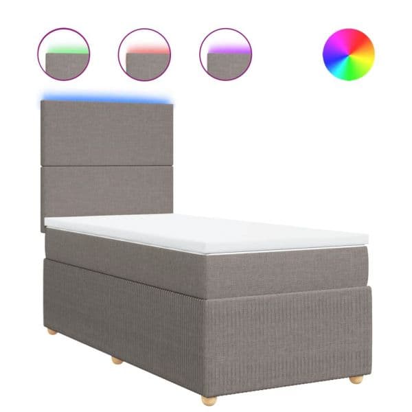 vidaXL Cama com Molas/colchão 90x200 cm Tecido Castanho-acinzentado - 1561845807