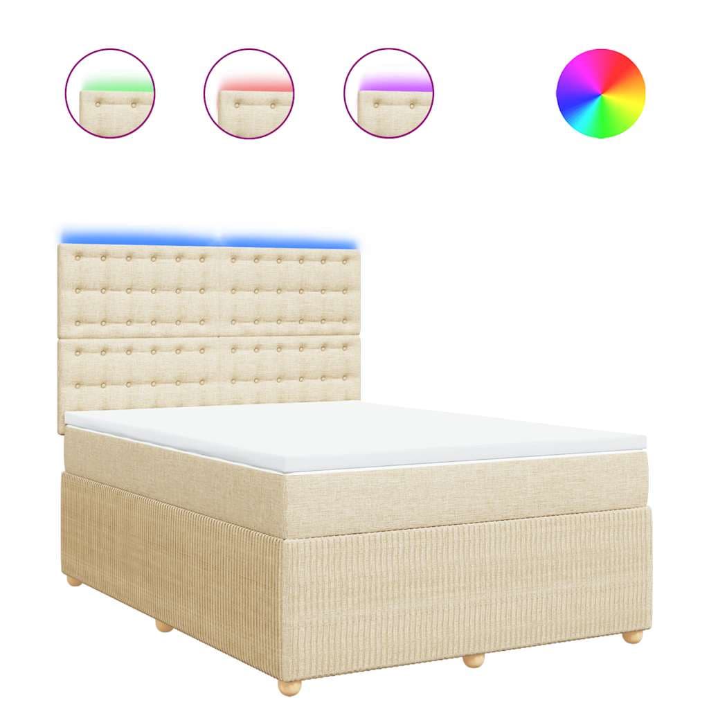 vidaXL Cama com Molas/colchão 140x200 cm Tecido Cor Creme - 1099059093