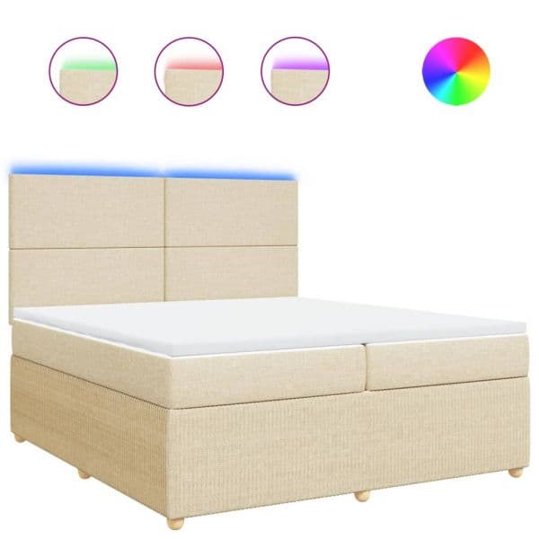 vidaXL Cama com Molas/colchão 200x200 cm Tecido Cor Creme - 3129605499