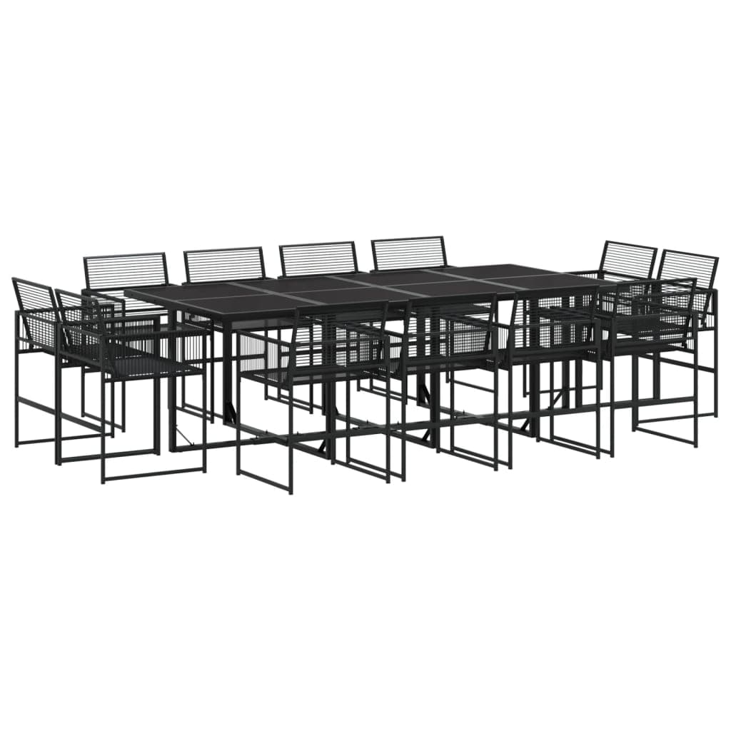 vidaXL 13 Peças Conjunto de Jantar para Jardim Vime Pe Preto - 1074618582