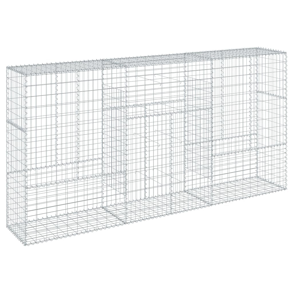 VidaXL Cesto gabião com cobertura 300x50x150 cm ferro galvanizado