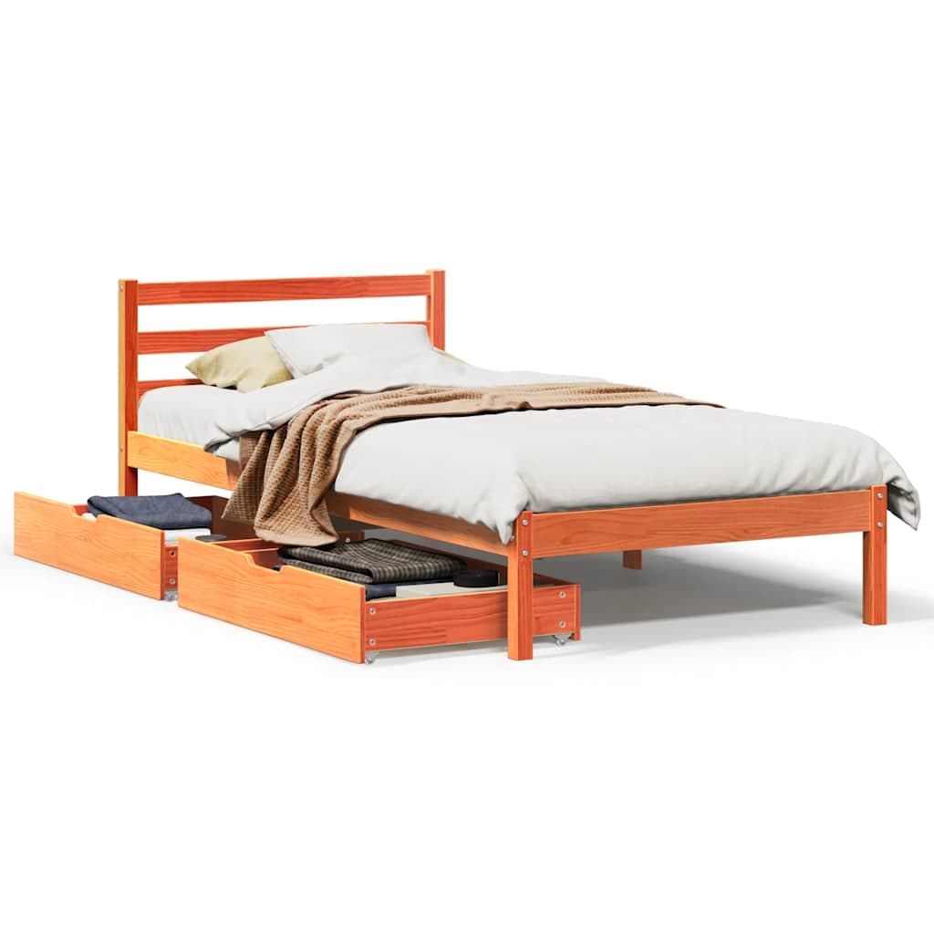 vidaXL Cama sem colchão 90x200 cm pinho maciço castanho-mel