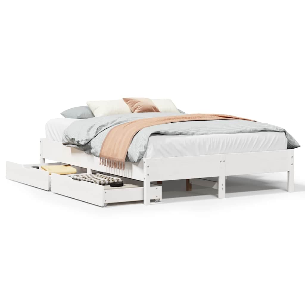 vidaXL Cama sem colchão 140x190 cm madeira de pinho maciça branco