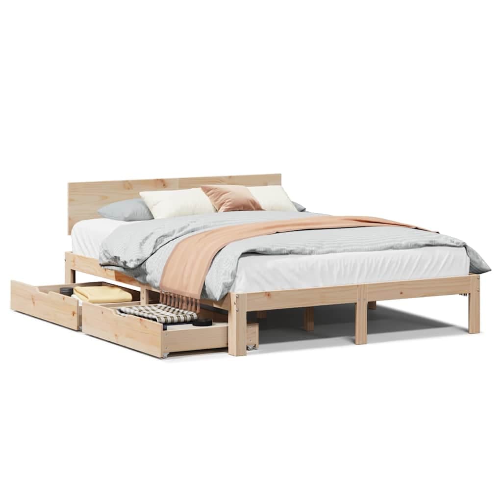 vidaXL Estrutura de cama c/ gavetas 120x200 cm madeira de pinho maciça