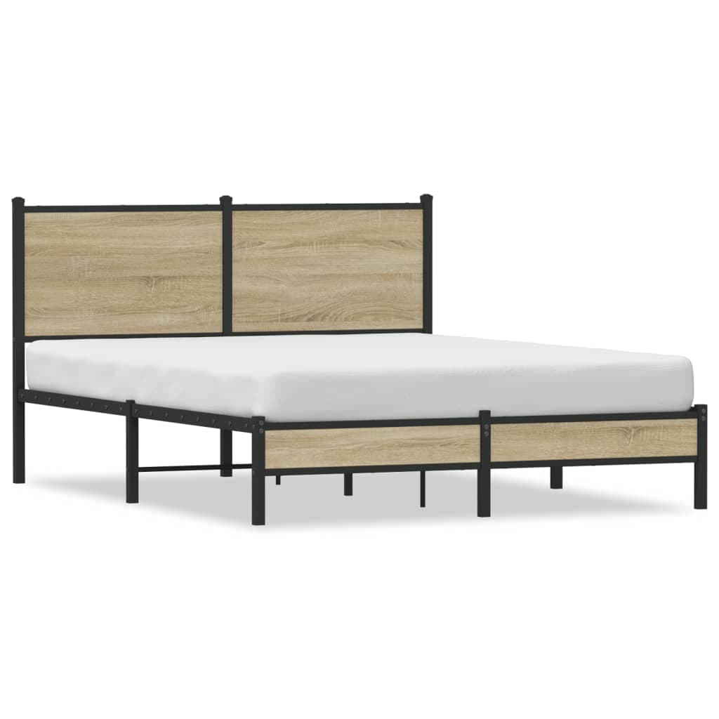 vidaXL Estrutura de cama sem colchão 137x190 cm metal carvalho sonoma