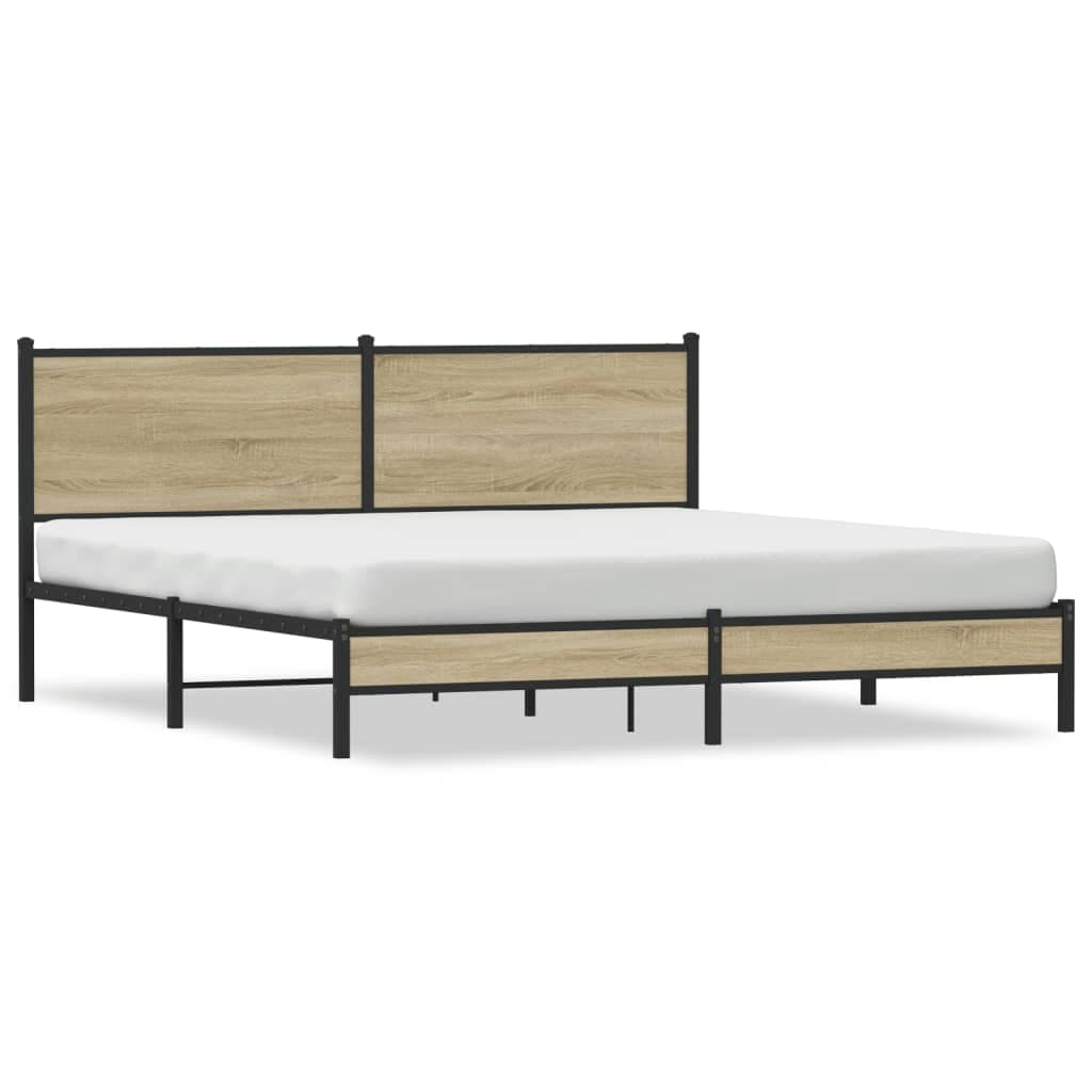 vidaXL Estrutura de cama sem colchão 160x200cm metal carvalho sonoma