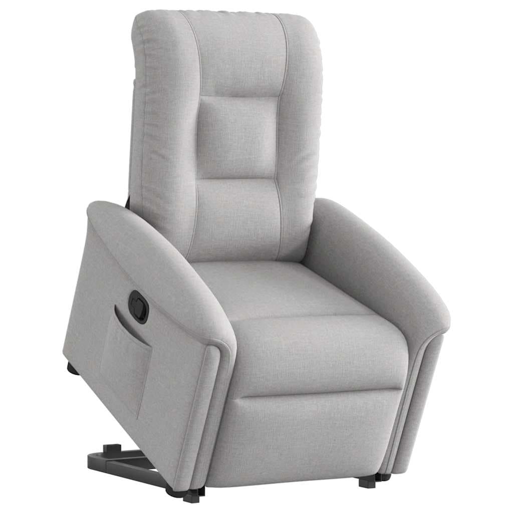 vidaXL Poltrona Reclinável Elevatória Tecido Cinzento-nublado - 194079112