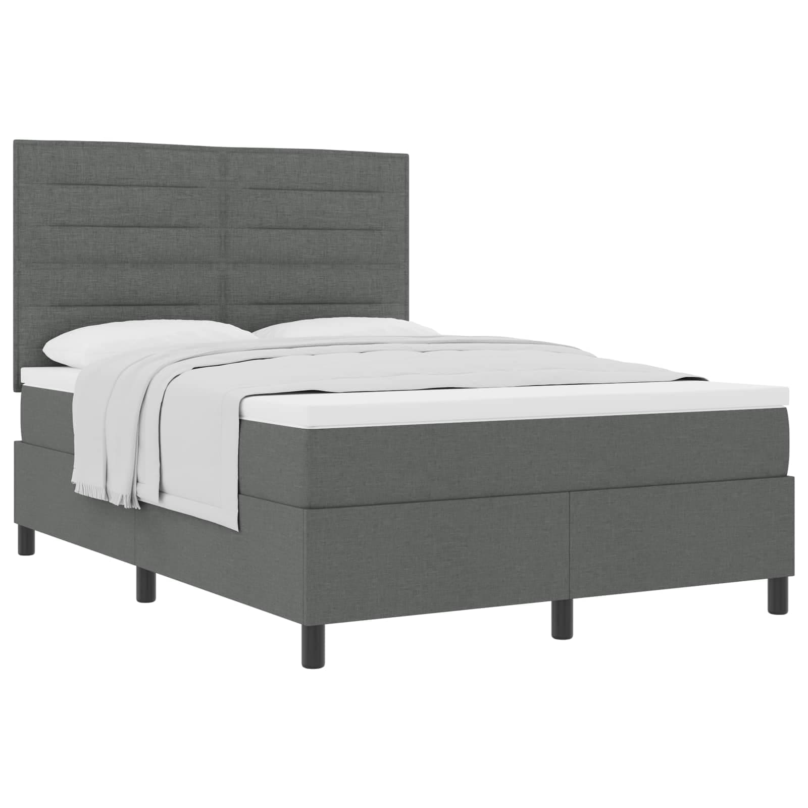 vidaXL Cama Box com colchão Cinza Escuro 160 x 200 cm tecido