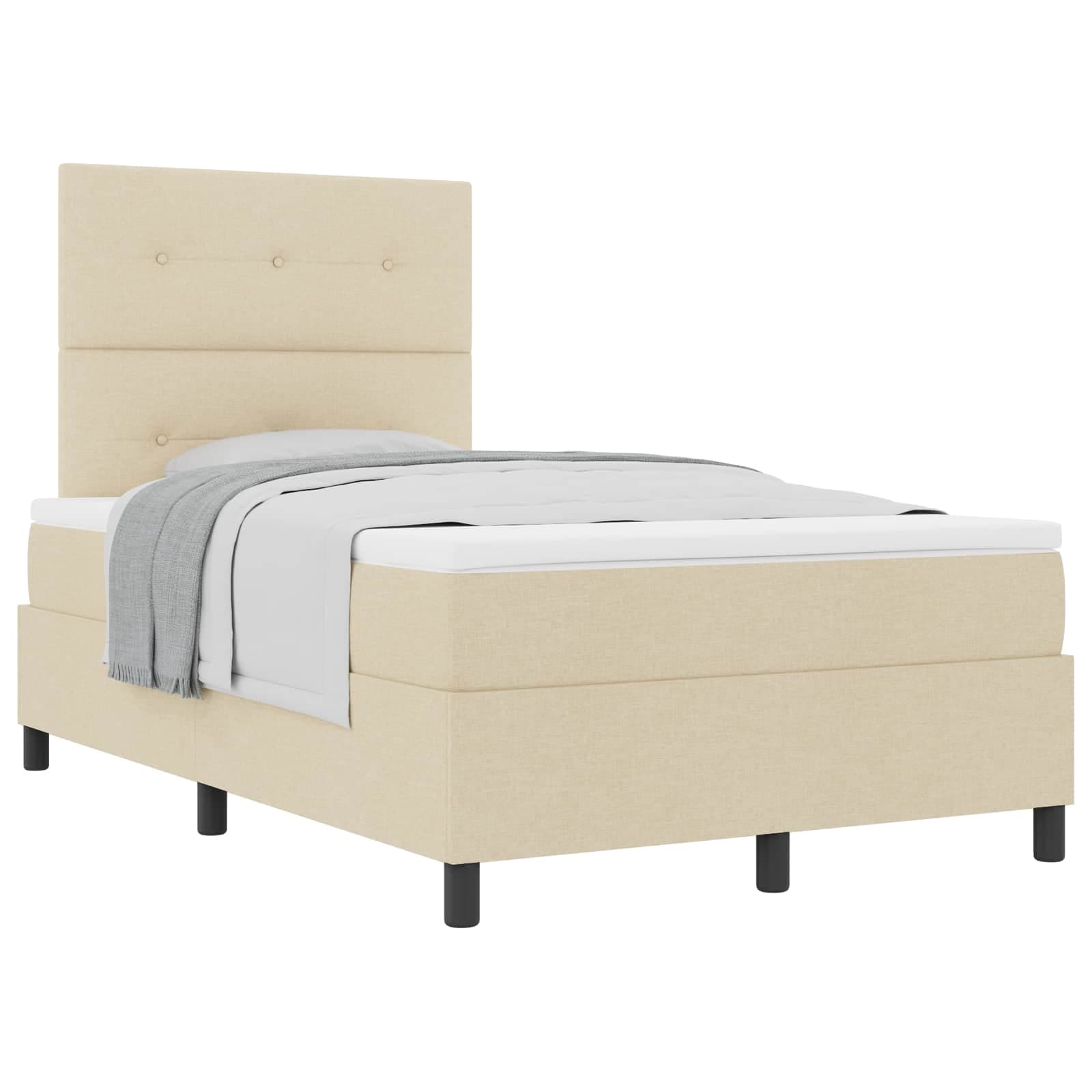vidaXL Cama Box com Colchão Creme 120x200 cm Tecido - 3167597701