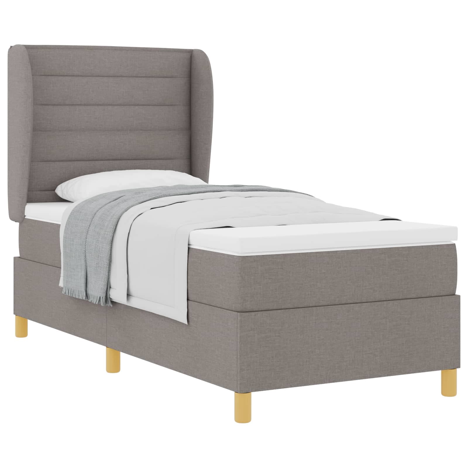 vidaXL Cama Box com Colchão Taupe 90x190 cm Tecido - 2613525749