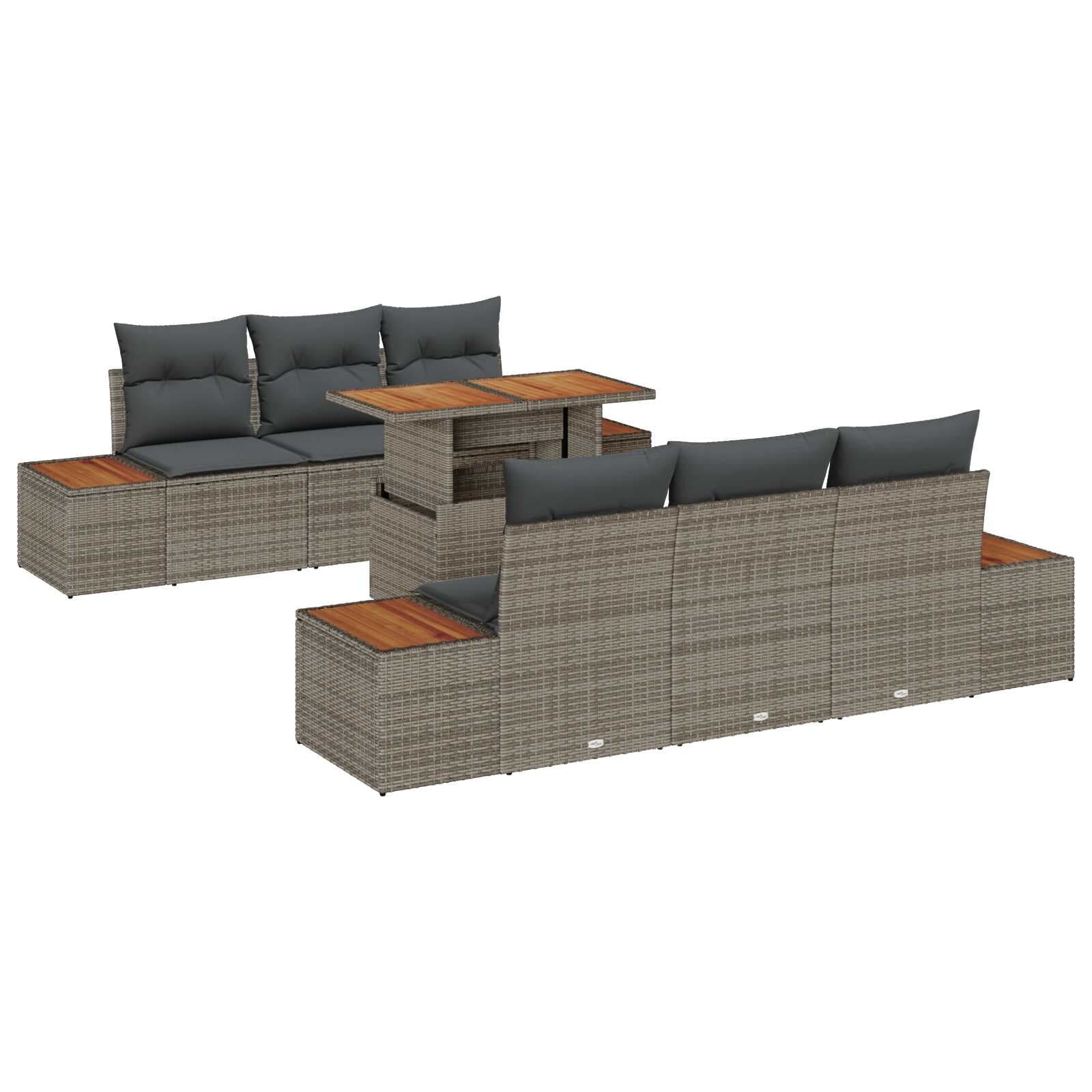 vidaXL Conjunto de Jantar para Jardim 7 pcs Cinza e Marrom