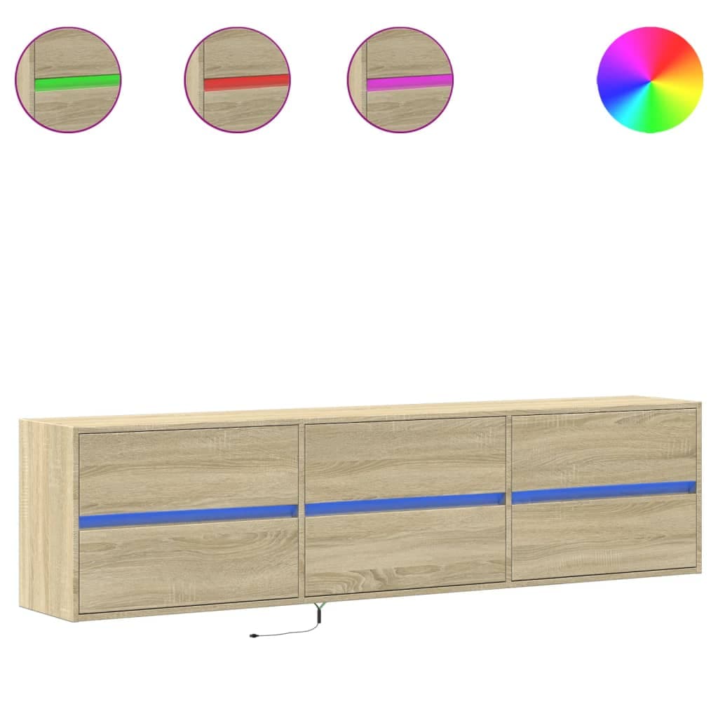 vidaXL Móvel de Parede para TV com Luzes led 180x31x45 cm Carvalho Sonoma - 481443918