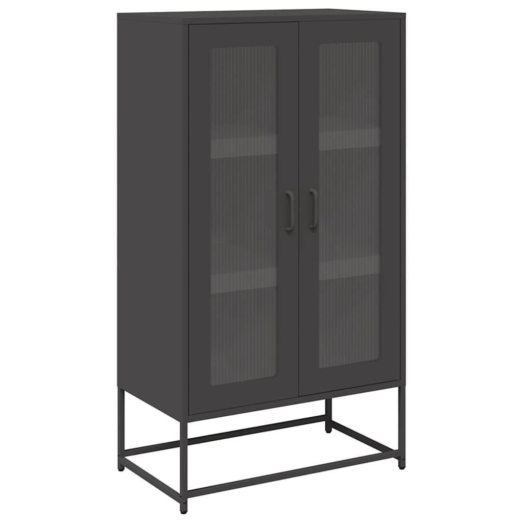 vidaXL Aparador Alto 68x39x123 cm Aço Preto - 4256163216