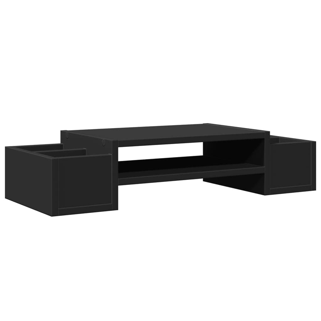 vidaXL Suporte para monitor c/ arrumação derivados de madeira preto