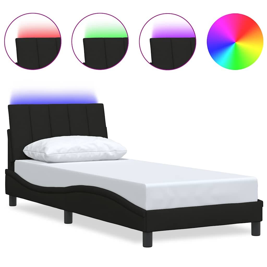vidaXL Estrutura de cama sem colchão Hanko 90x200 cm tecido preto
